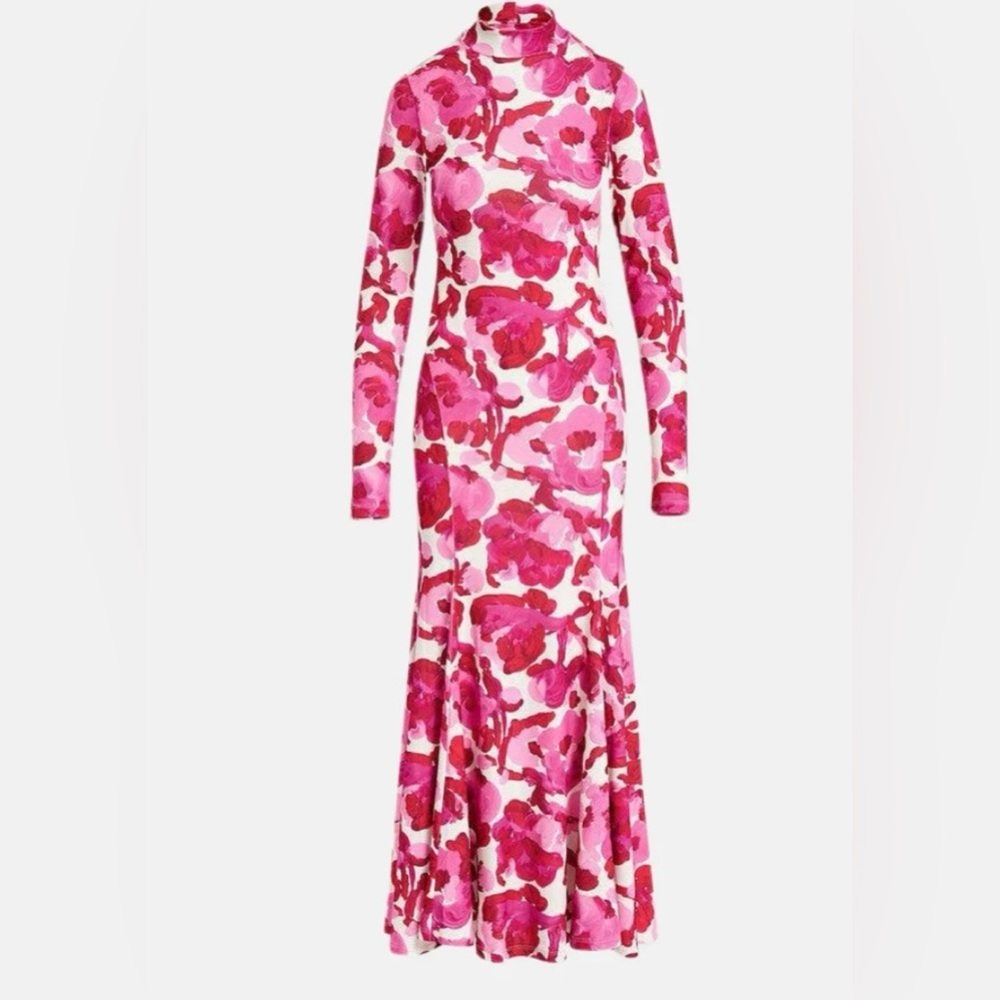 Essentiel Antwerp Flustered Floral-Print Jersey Mock-Neck Maxi Dress